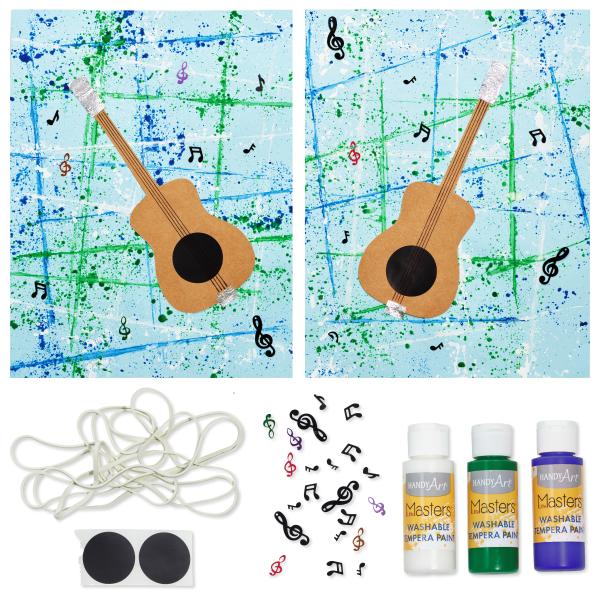 rubber band panting - guitar string art for kids process